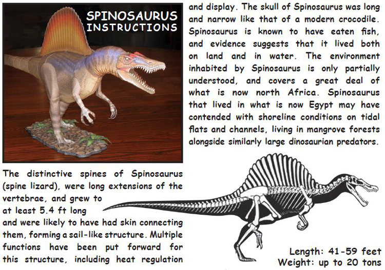 Instructions for spinosaurus paper model