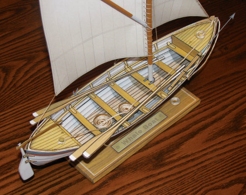 beta build Whale Boat paper model view 3