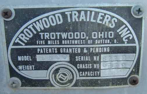 Trotwood Travel Trailername plate