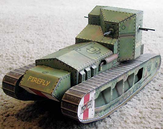 WWI British Whippet racing tank finished downloadable cardmodel